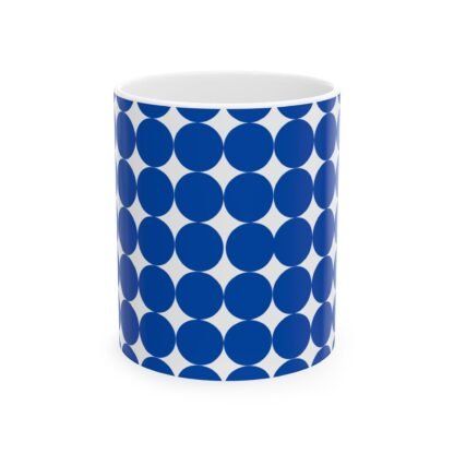 Ceramic Mug white with blue balls11oz