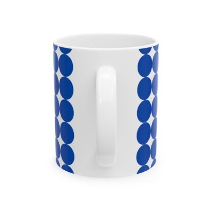 Ceramic Mug white with blue balls11oz - Image 2