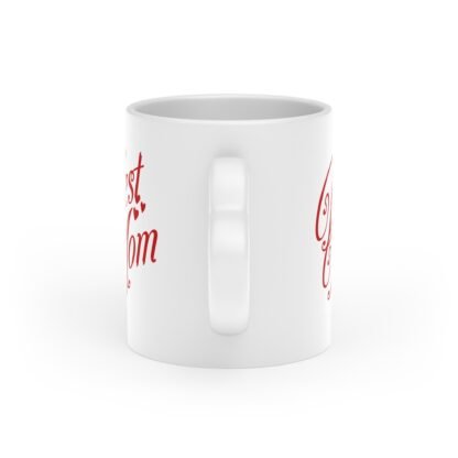 White stylish Heart-Shaped Mug with text best mom - Image 3