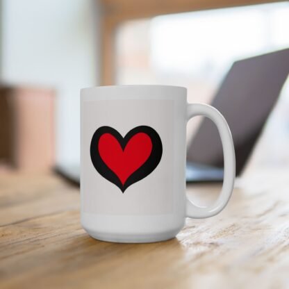 Ceramic Mug 15oz with red hearts