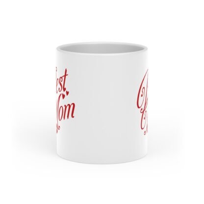 White stylish Heart-Shaped Mug with text best mom - Image 2