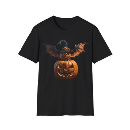 Halloween Unisex Softstyle T-Shirt Pumpkin and pumpkin bat - Image 5