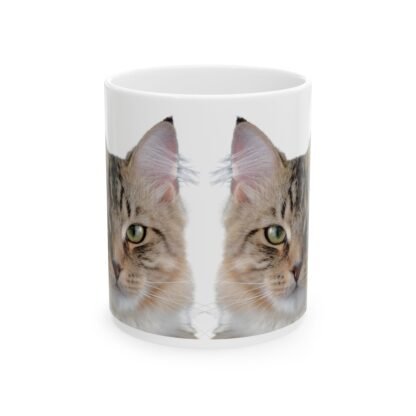 White Ceramic Mug with cat figure "Fabio" 11oz