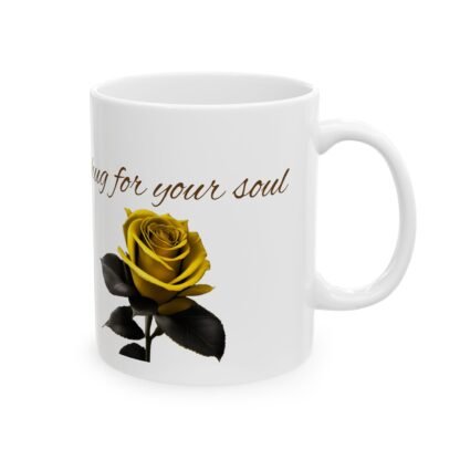 White Coffee Mug, yellow rose figures, Coffee mug, Tea mug, White mug, Yellow rose, Rose figure, Mug, Gift, Rose, Yellow figure, Gifts