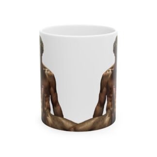 Muscle Art Ceramic Mug for woman- Strong Male Body with hard dick, Fitness Gift, Gym Decor, Coffee Mug, Art Lover's Cup