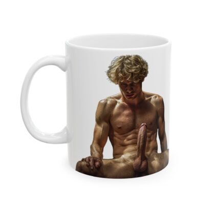 Muscle Art Ceramic Mug for woman- Strong Male Body with hard dick, Fitness Gift, Gym Decor, Coffee Mug, Art Lover's Cup - Image 3