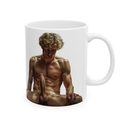Muscle Art Ceramic Mug for woman- Strong Male Body with hard dick, Fitness Gift, Gym Decor, Coffee Mug, Art Lover's Cup - Image 4