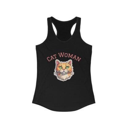 Cat Woman Racerback Tank, Cute Cat Shirt, Summer Workout Top, Gift for Cat Lovers, Animal Lover Apparel, Funny Cat Lover Gift - Image 3