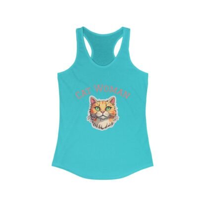 Cat Woman Racerback Tank, Cute Cat Shirt, Summer Workout Top, Gift for Cat Lovers, Animal Lover Apparel, Funny Cat Lover Gift - Image 15