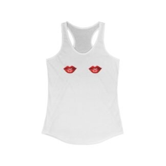 Red Lips Racerback Tank Top, Summer Shirt, Casual Wear, Trendy Workout Top, Gift for Her, Valentine's Day Apparel