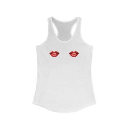 Red Lips Racerback Tank Top, Summer Shirt, Casual Wear, Trendy Workout Top, Gift for Her, Valentine's Day Apparel