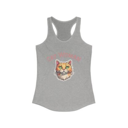 Cat Woman Racerback Tank, Cute Cat Shirt, Summer Workout Top, Gift for Cat Lovers, Animal Lover Apparel, Funny Cat Lover Gift - Image 5
